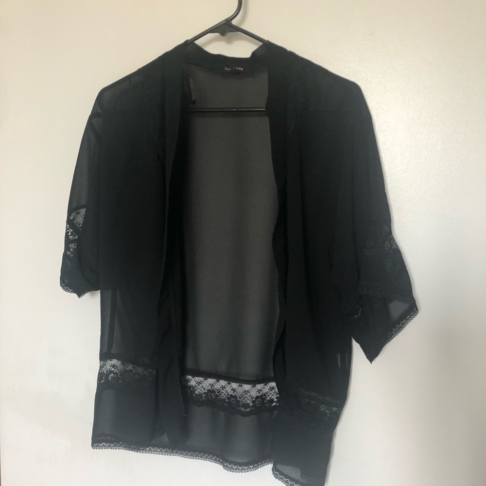 Black lace sheer cardigan